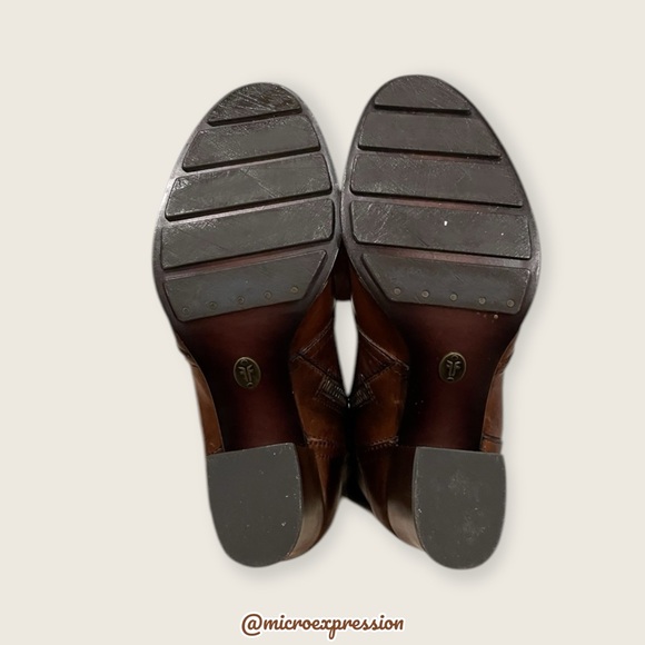 $699 Frye Parker Lace-Up Victorian Brown Leather Tall Boho Heeled Knee High Boot - Picture 11 of 16